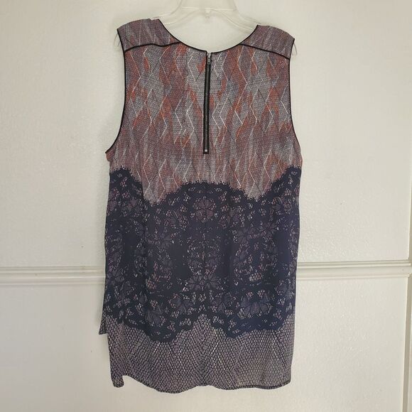 Daniel Rainn Top Hi-Low Sleeveless Blouse Womens Size Large Geometric Lace Print - Picture 15 of 15